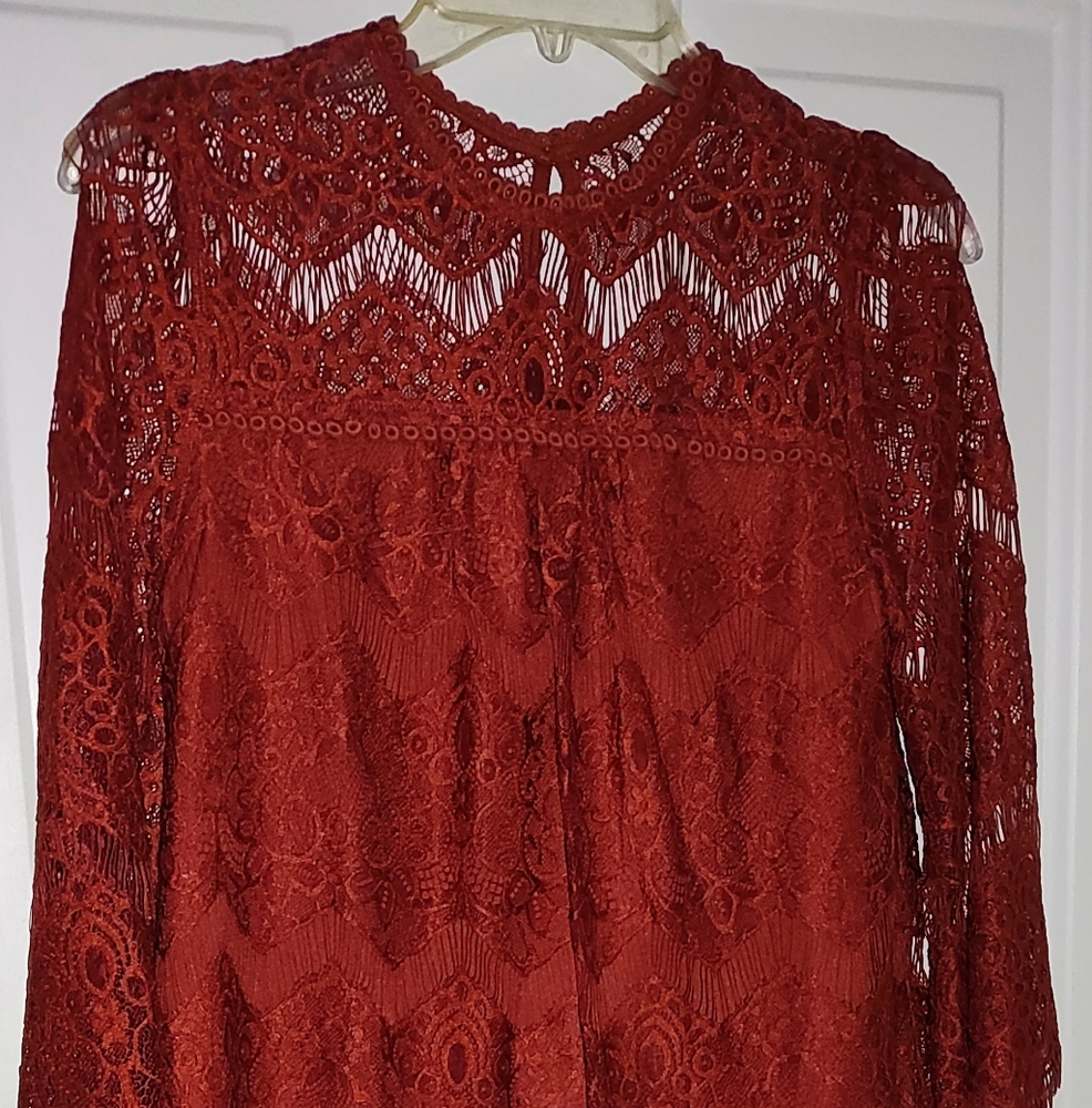Elegant Lace Red Top